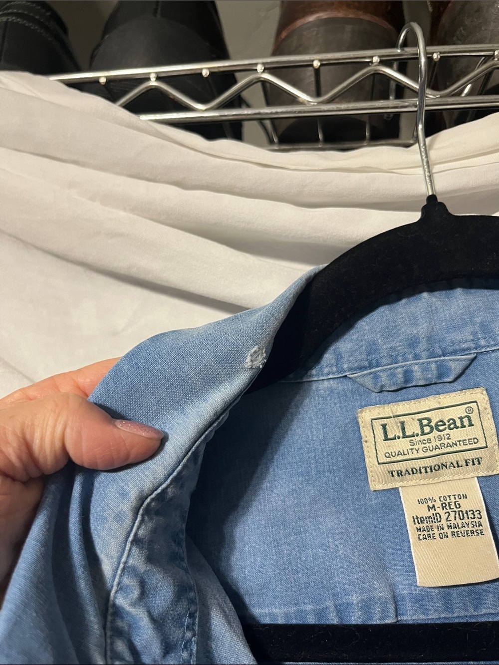 L.L. Bean Light Blue Denim Work Shirt - Picture 3 of 7